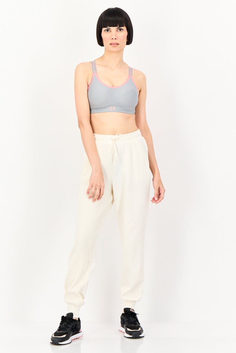 UNDER ARMOUR Women Brand Logo Padded Training Sports Bra, Grey - Image 4