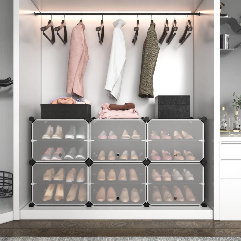 ROJASOP 6-Tier 24-Pair Expandable Shoe Rack Organizer with 2 Hooks, Black - Image 5