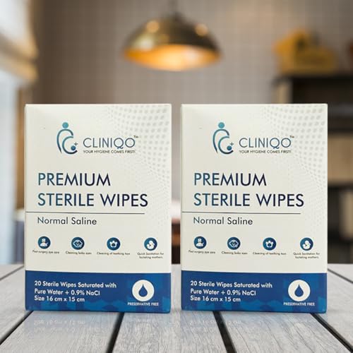 CLINIQO Premium Sterile Wipes, Saline Sanitation for Lactating Mothers, Post-Surgery Eye Care, Cleaning Teething Toys and Cleaning Baby Eyes 16 x 15 cm (Pack of 2) - Image 3