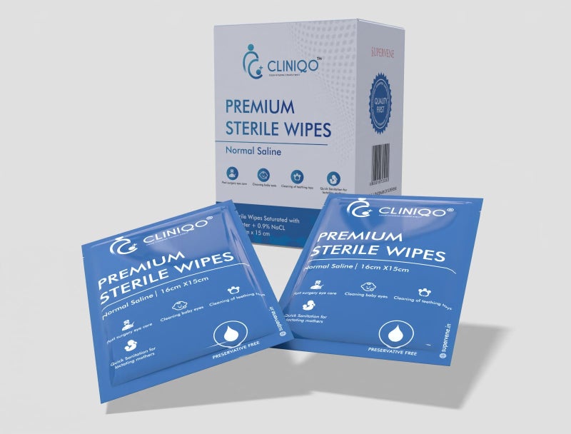 CLINIQO Premium Sterile Wipes, Saline Sanitation for Lactating Mothers, Post-Surgery Eye Care, Cleaning Teething Toys and Cleaning Baby Eyes 16 x 15 cm (Pack of 2) - Image 4
