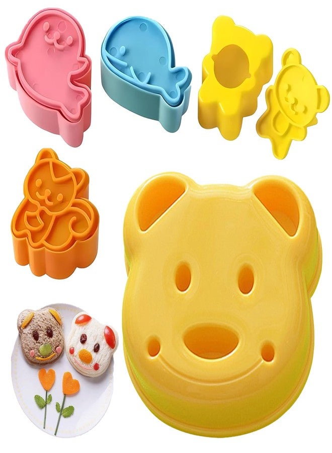 QuickHaven مجموعة قطاعات الساندويتشات (5 قطع)، أشكال قطاعات الخبز للأطفال، قالب خبز شفاف بنقوش حيوانات مناسب لتنمية المهارات اليدوية والتدريب البصري وهوايات الطبخ - Image 1
