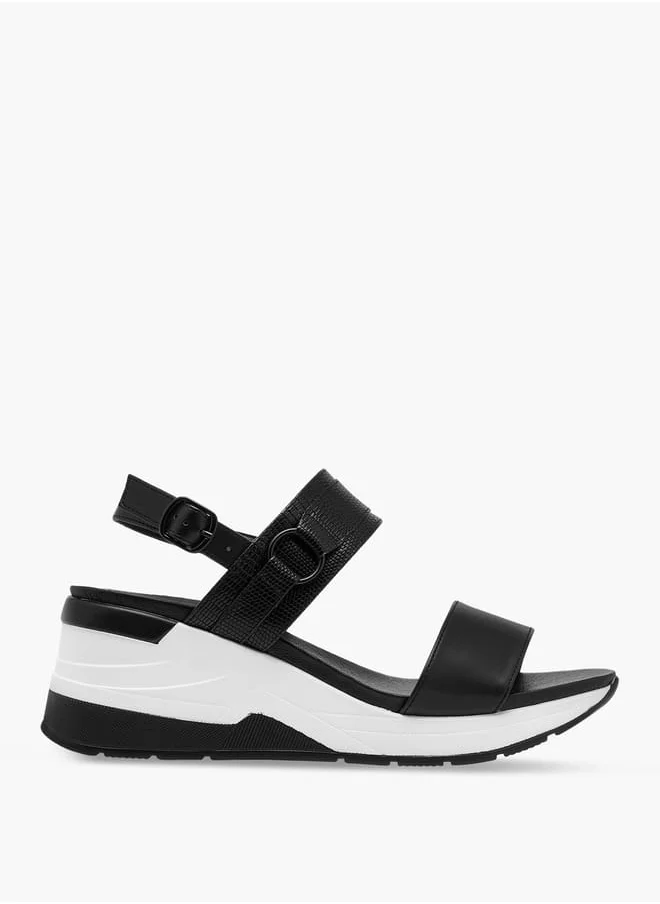 سيليست Women's Strappy Sandals with Buckle Closure and Wedge Heels