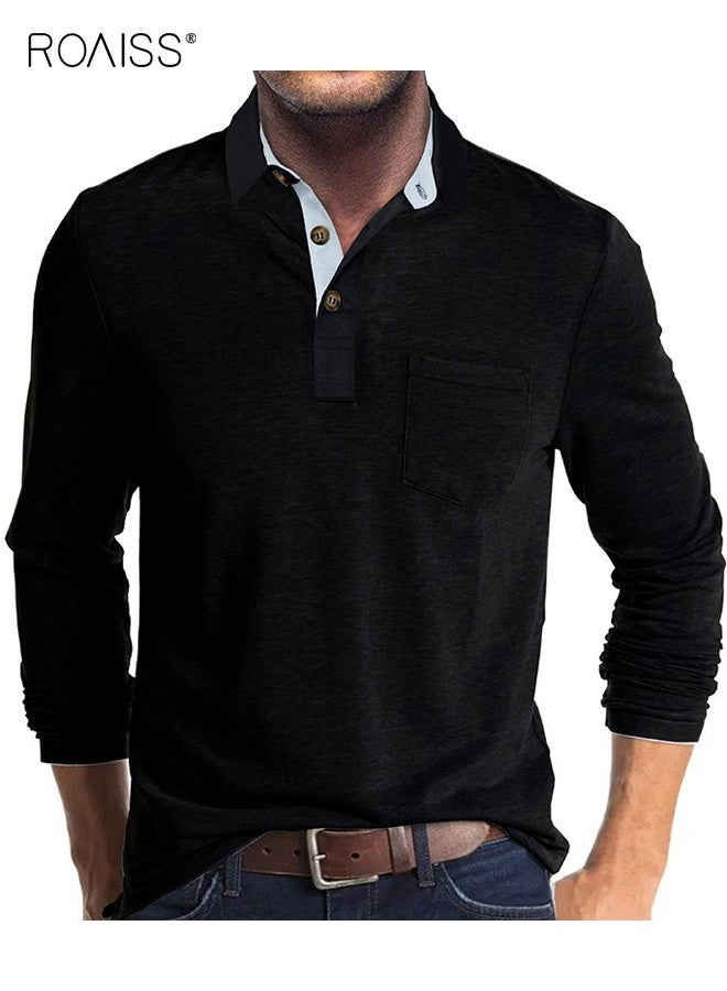 رويس قمصان بولو رجالية كاجوال، قمصان كلاسيكية بأكمام طويلة، قمصان قطنية سادة، قمصان أنيقة - Image 4