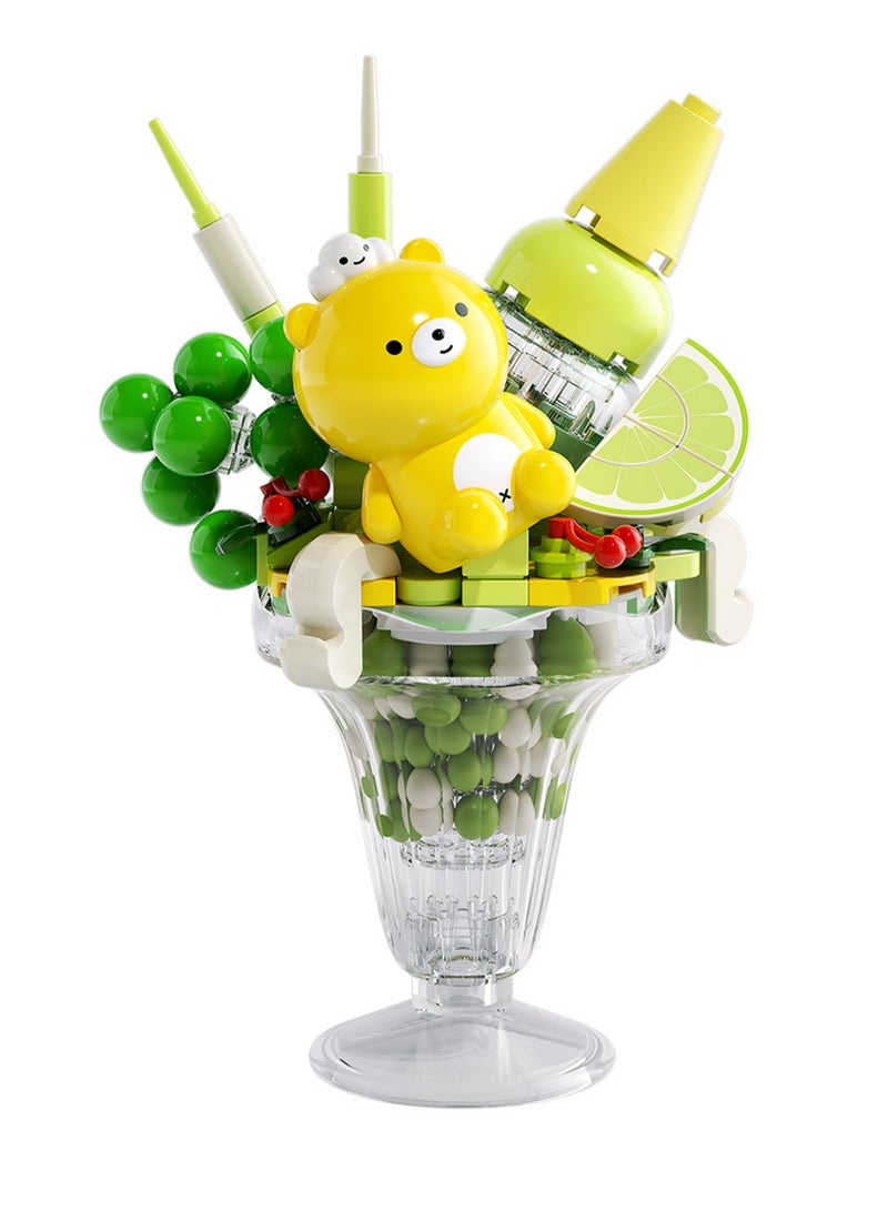Yellow Bear Matcha Cup Food Shape Assembly Building Blocks Creative Diy Assembly Toys Children Adult Home Furnishings  - Image 1