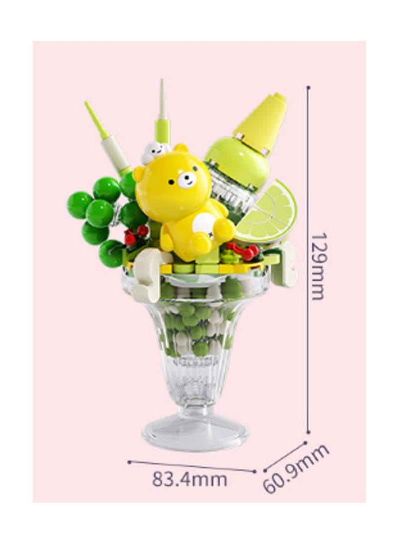 Yellow Bear Matcha Cup Food Shape Assembly Building Blocks Creative Diy Assembly Toys Children Adult Home Furnishings  - Image 2