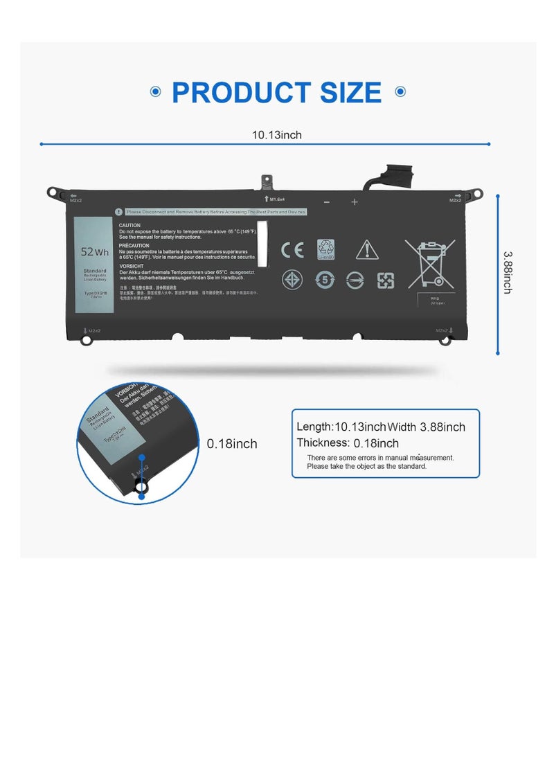 بطارية كمبيوتر محمول 52 وات/ساعة DXGH8 متوافقة مع أجهزة Dell XPS 13 7390 9370 9380 2019 Inspiron 13 7390 2-in-1 7391 2-in-1 5390 N5390 14 7490 Latitude 3301 E3301 E3311 H754V 0V48RM V48RM HK6N5 P113G001 7.6V 4-Cell - pzsku/ZDE6EF9D344838D2603ECZ/45/_/1737612060/319bcc53-e9a1-4608-b086-a612d270bb08