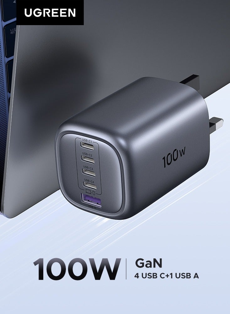 يو جرين شاحن Nexode 100W 4C1A  تايب سي، محول GaN يو إس بي سي للحائط، شريك سفر محمول، متوافق مع ماك بوك برو، ماك بوك إير، آيفون 17 و16 برو ماكس، جالاكسي S25 وS24 الترا، هواوي، شاومي، أوبو، فيفو، أونور، آيباد 100W 4C1A - Image 1
