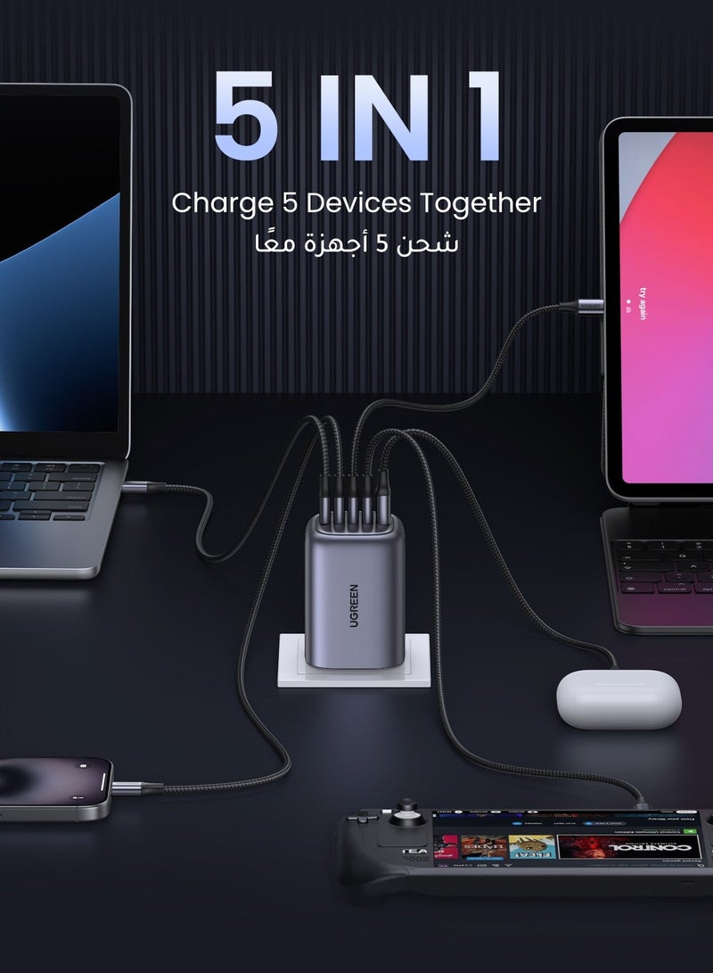 Ugreen Nexode 100W 4C1A GaN Charger Type C Laptop Adapter USB C Wall Plug Portable Travel Partner Compatible With iPhone 17 Pro Max Galaxy S26 S25 Ultra X6 Huawei Xiaomi OPPO Vivo Honor iPad Macbook Pro Air HP SLR 100W 4C1A Grey - Image 4
