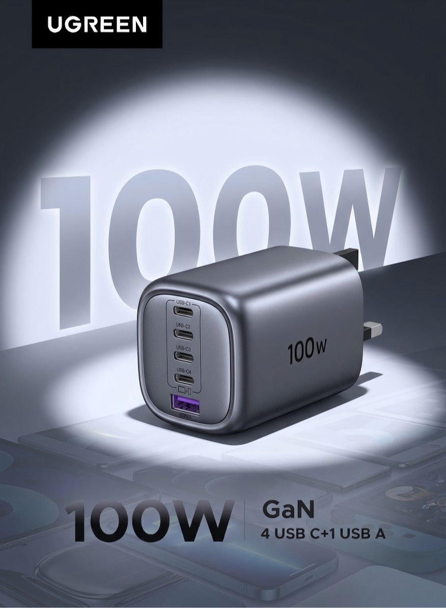 Nexode 100W 4C1A Charger Type C GaN Adapter USB C Wall Plug Portable Travel Partner Compatible With Macbook Pro Air iPhone 16 Pro Max Galaxy S25 S24 Ultra X6 Huawei Xiaomi OPPO Vivo Honor iPad HP SLR