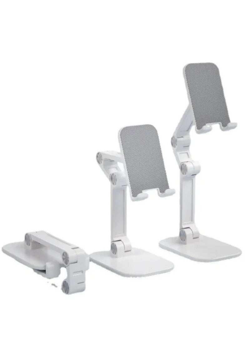 Foldable Phone Stand With Adjustable Height and Angle for Desk (White)