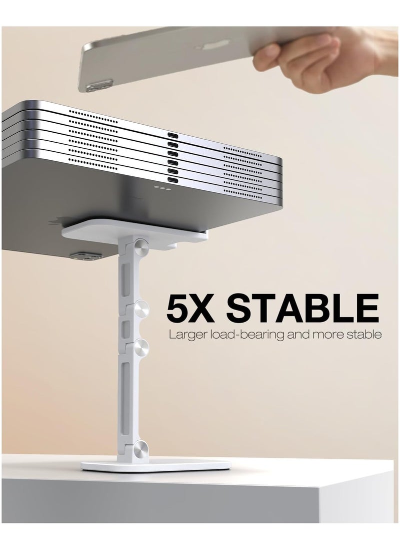Foldable Phone Stand With Adjustable Height and Angle for Desk (White)