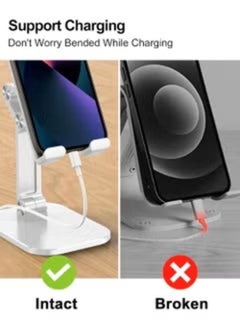 MIRFA Foldable Phone Stand With Adjustable Height and Angle for Desk (White)  - Image 4