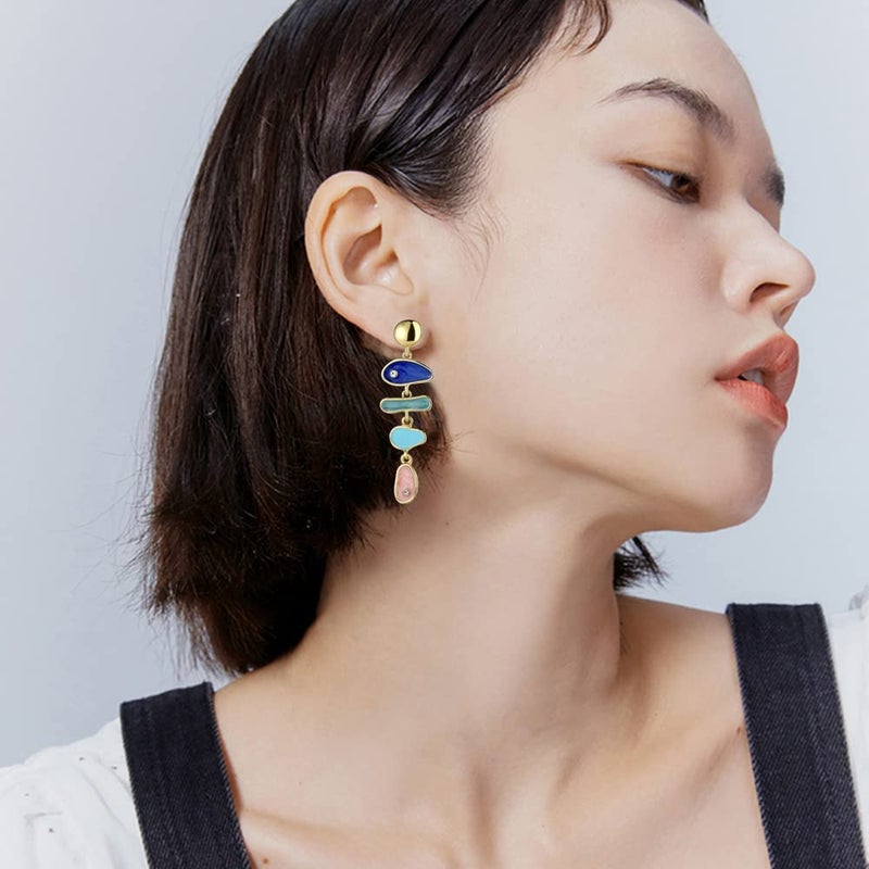 KVANU Elegant Bohemian Pearl Dangle Earring for Women Irregular Colorful Oil Baroque Design Culture Style AAAA Cubic Zirconia 14K Gold Pearl Earring Gift for Women (Pearl) - Image 4