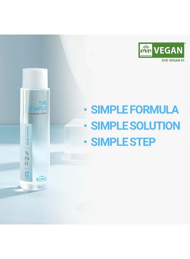 SCINIC The Simple Calming Toner, pH 5.5, 4.90 fl oz (145 ml) | Vegan Face Astringent for Sensitive and Irritated Skin | Fresh Watery Texture | PH-Balanced Mild Toner | Korean Skincare - Image 2