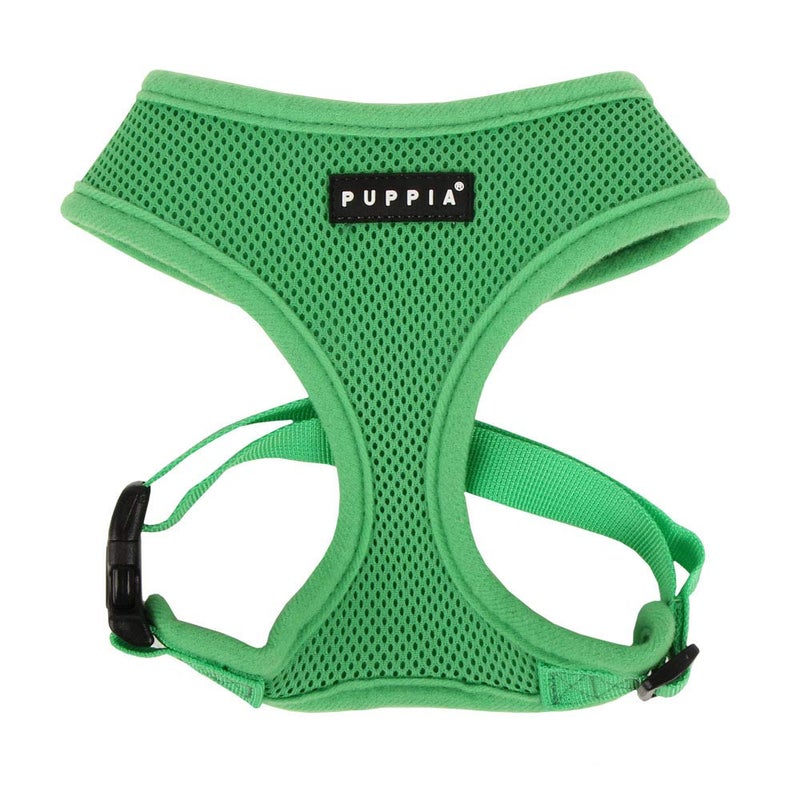 Puppia Soft Dog Harness No Choke Over-The-Head Triple Layered Breathable Mesh Adjustable Chest Belt and Quick-Release Buckle, Green, Medium - Image 1