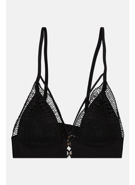 Women Textured Padded Bra, Black