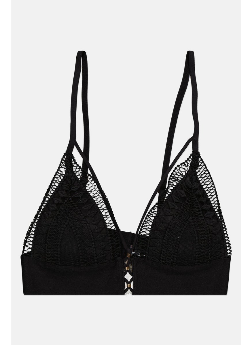 UNDIZ - Women Textured Padded Bra, Black - Image 1