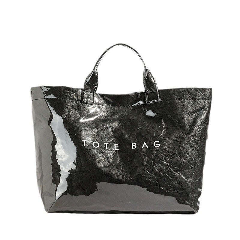 Temu Large-Capacity Handbag For Women Soft Women'S Bag Urban Simple Casual Kraft Paper Tote Large Bag - Image 5