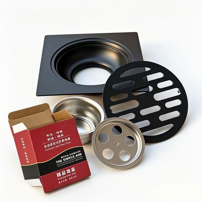 Matte Black Square Single Use Sealed Style Drain Core Full Set Separate Packaging Box - Image 3