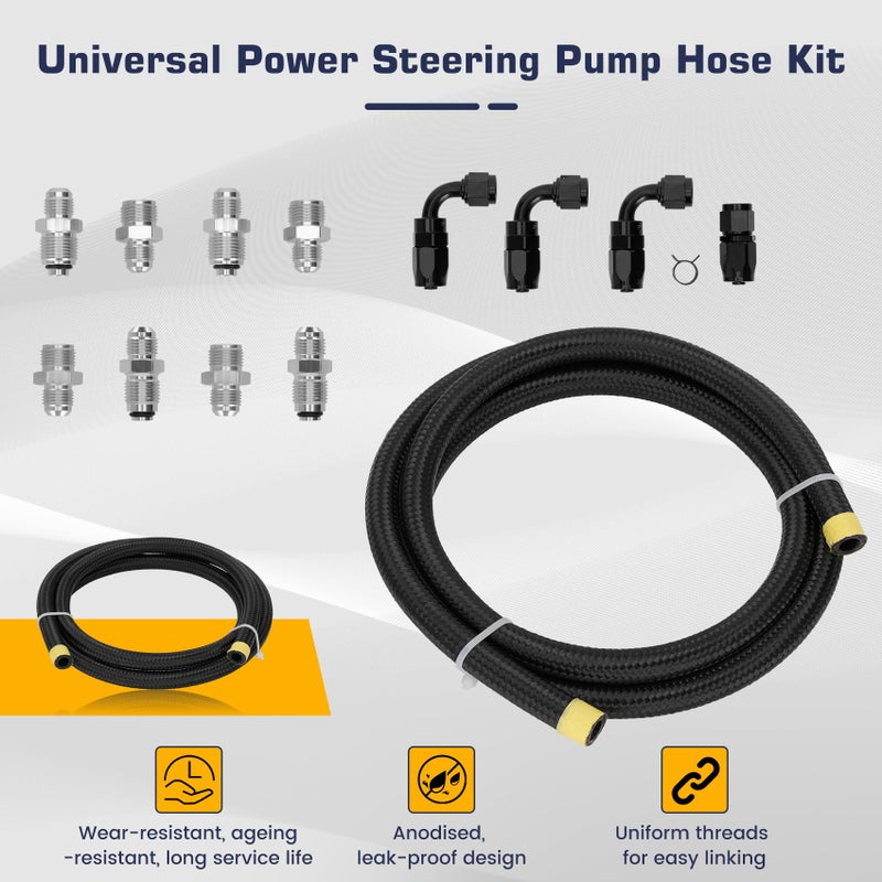 Puzau AN6 Power Steering Pump Hose Fitting Kit Return Tank for Pump Mounted Reservoir Power Steering Line Kit Compatible with LS Swap LS1 LS3 - Image 4
