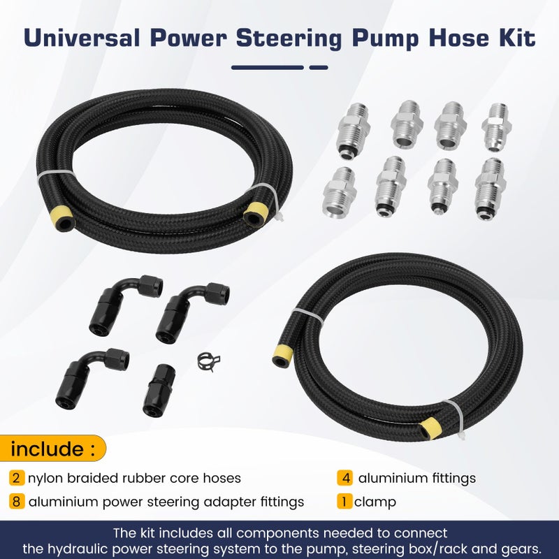 Puzau AN6 Power Steering Pump Hose Fitting Kit Return Tank for Pump Mounted Reservoir Power Steering Line Kit Compatible with LS Swap LS1 LS3 - Image 2