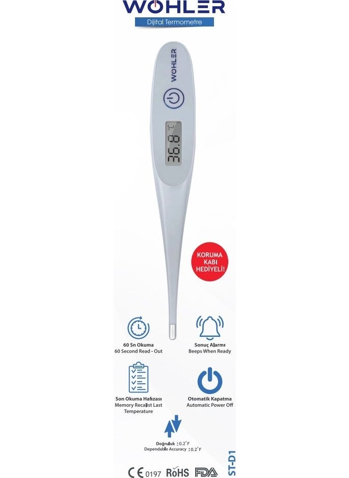 Wohler - Digital Underarm Thermometer (With Storage Container) FDA APPROVED - Image 1