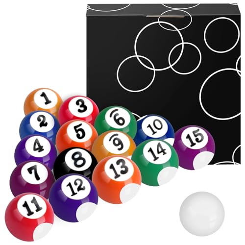 AccEncyc 2.5cm/0.98inch Mini Billiard Balls Set 16Pcs Children Mini Pool Balls Small Billiard Balls for Kid's Mini Pool Table Billiard Ball Indoor Table Game Toy for Kids, Adults - Image 1