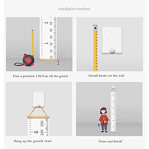 LoveNite Baby Growth Chart, Height Wall Chart for Kids, 79 x 7.9in Wooden Frame Canvas Measurement Hanging Ruler for Child’s Room Decoration (Giraffe) - Image 4