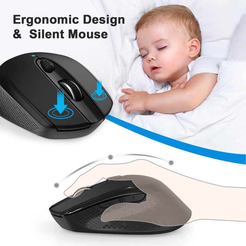 RaceGT USB C Wireless Mouse, Type C Silent Mouse for MacBook Air/Pro, 2.4G Cordless Computer Mice with 6 Buttons and 3 Adjustable DPI for Mac, Laptop, Desktop, PC - Image 5