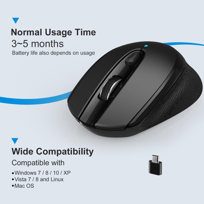 RaceGT USB C Wireless Mouse, Type C Silent Mouse for MacBook Air/Pro, 2.4G Cordless Computer Mice with 6 Buttons and 3 Adjustable DPI for Mac, Laptop, Desktop, PC - Image 4
