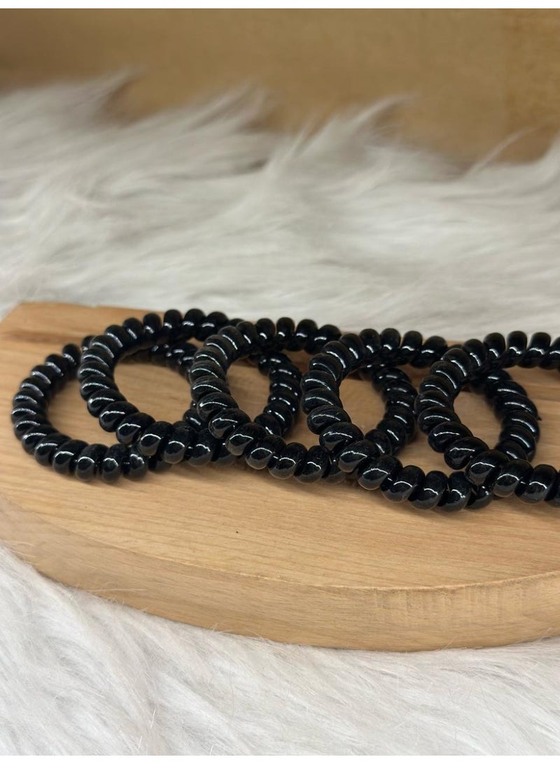 set of 5PCS spiral elastic hair tie for women and men black SPH2 - Image 1