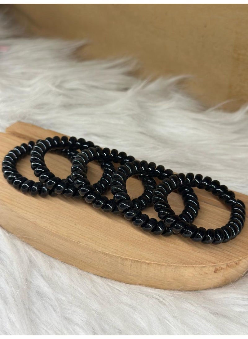 set of 5PCS spiral elastic hair tie for women and men black SPH2 - Image 2