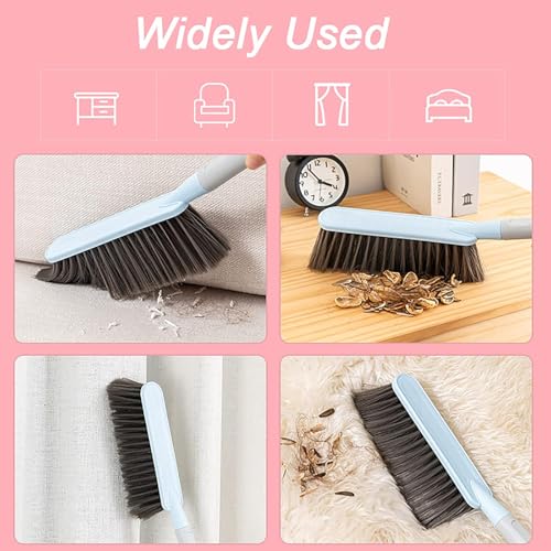 KIPSOME Hand Broom with Long Handle, Soft Bristle Cleaning Brush, Multi-Purpose Duster for Bed, Car, Sofa, Furniture, Clothes, Carpet (Blue) - Image 3