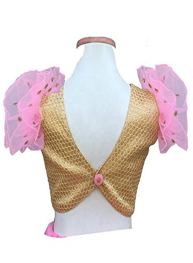 Aglare Women's Net Saree With Blouse Piece (sari pink pink 26_Pink) - Image 4