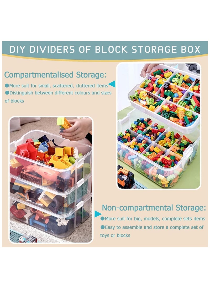 Beauenty 3 Layers Toy Organizer Bins with Compartments, Building Blocks Storage, Storage Containers for Building Brick Storage, Plastic Stackable Organizer Bin Toy (blue)  - Image 5
