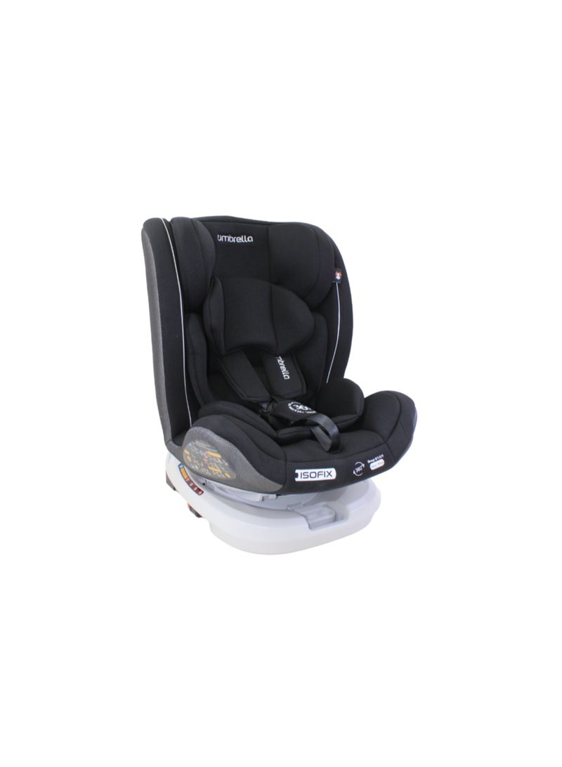 مقعد سيارة بمظلة بنظام ISOFIX بزاوية 360 درجة - أسود - Image 1