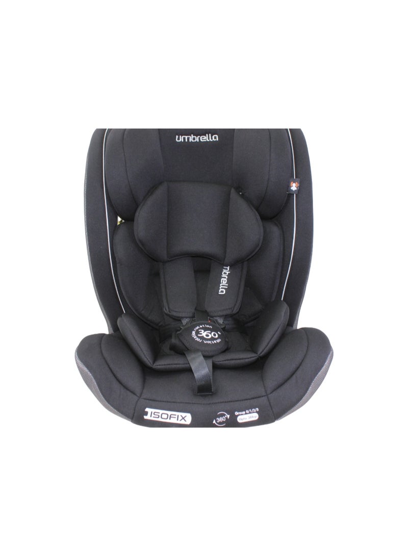 مقعد سيارة بمظلة بنظام ISOFIX بزاوية 360 درجة - أسود - Image 4
