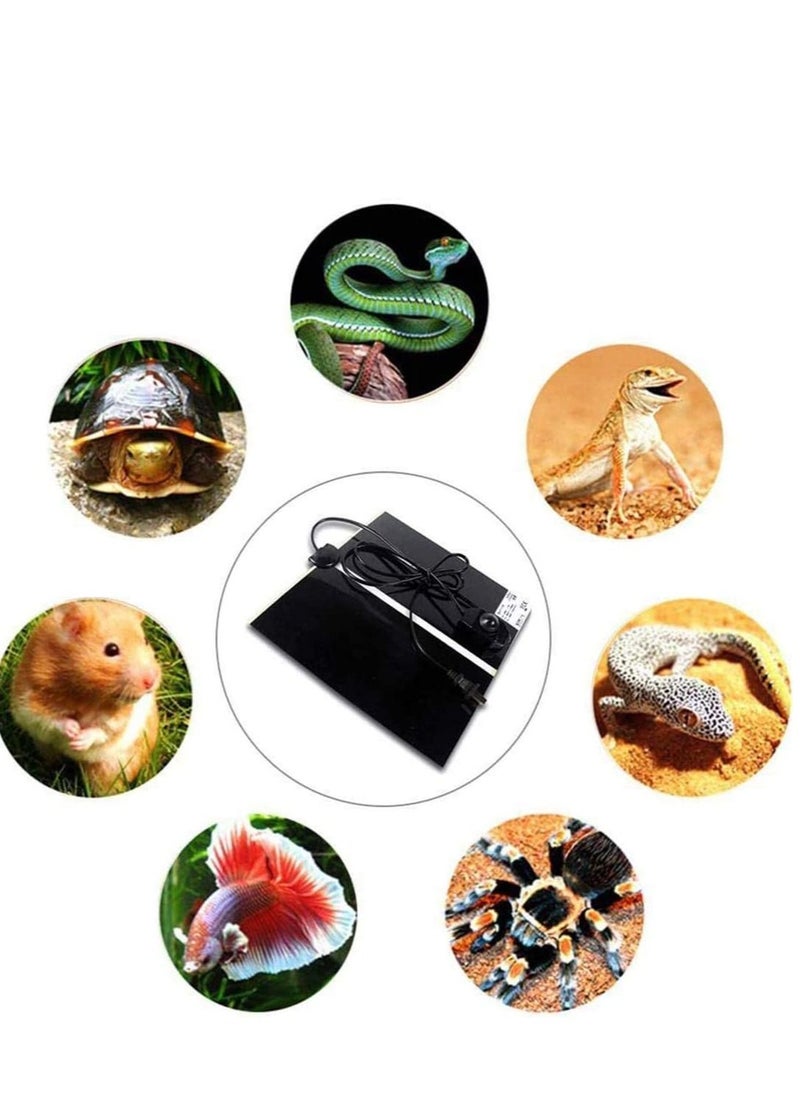 SYOSI - Reptile Heat Mats, Adjustable Heat Pad with Temperature Control for Reptiles Turtle, Tortoise, Snakes, Lizard, Gecko, Spider, Crawler - Safety Aquarium Mat Thermostat - Image 1