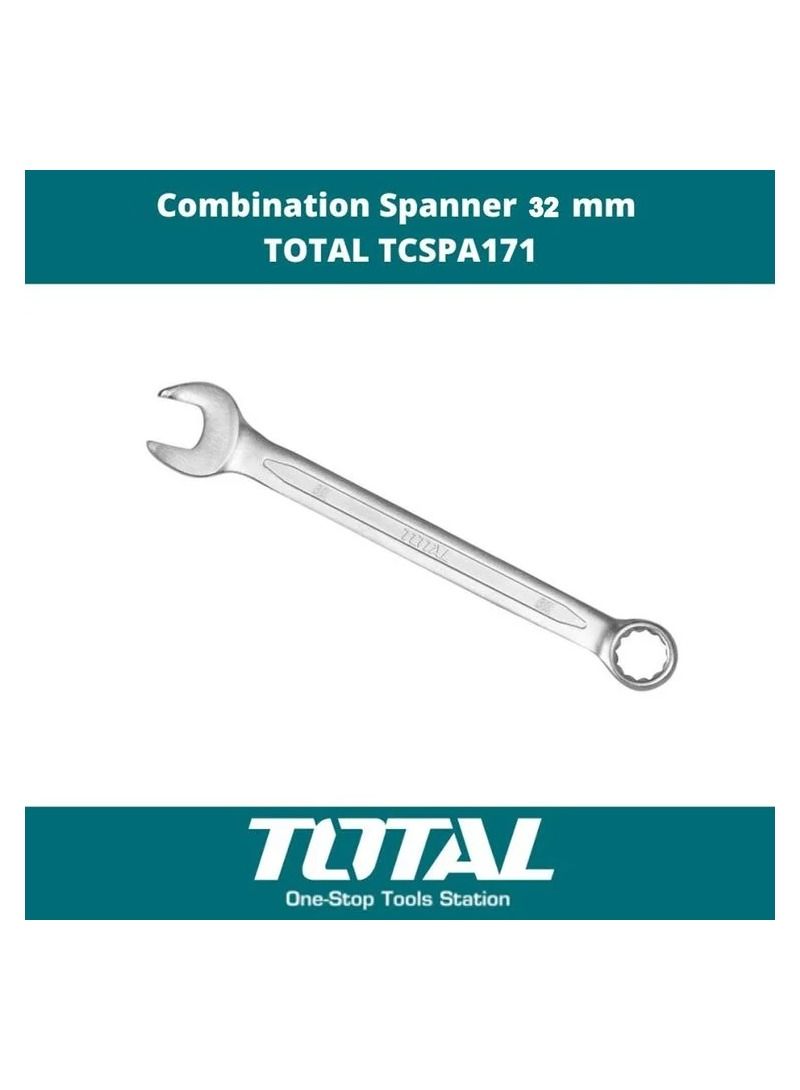 TOTAL 32 Size Double Side Spanner Combination Ring Open End Spanner Chrome Vanadium 1 Pcs TCSPA171 - Image 1