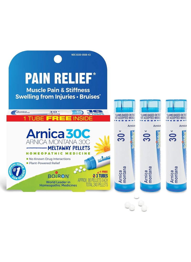 Boiron Boiron Arnica Montana 30C Homeopathic Medicine for Pain Relief 3 tubes 240 Pellets  - Image 1
