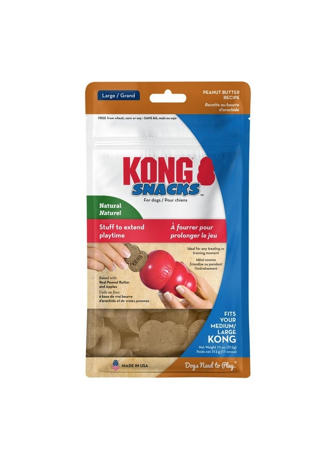 كونج وجبات خفيفة مخبوزة بزبدة الفول السوداني من KONG للكلاب، مصممة خصيصًا لتناسب الألعاب المطاطية الكبيرة للعب لفترات طويلة (كبيرة) (عبوة من 3 أكياس سعة 11 أونصة) - Image 1