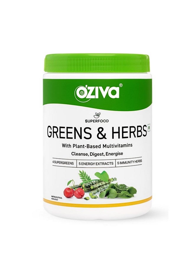 OZiva Superfood Greens & Herbs for Acne Control, Skin Health & Digestion | Daily Greens and 35+ Superfoods, Herbs, Chlorella & Moringa, 200 g - Image 2