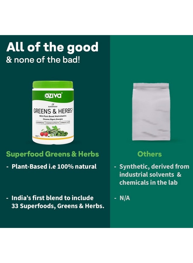 OZiva Superfood Greens & Herbs for Acne Control, Skin Health & Digestion | Daily Greens and 35+ Superfoods, Herbs, Chlorella & Moringa, 200 g - Image 5