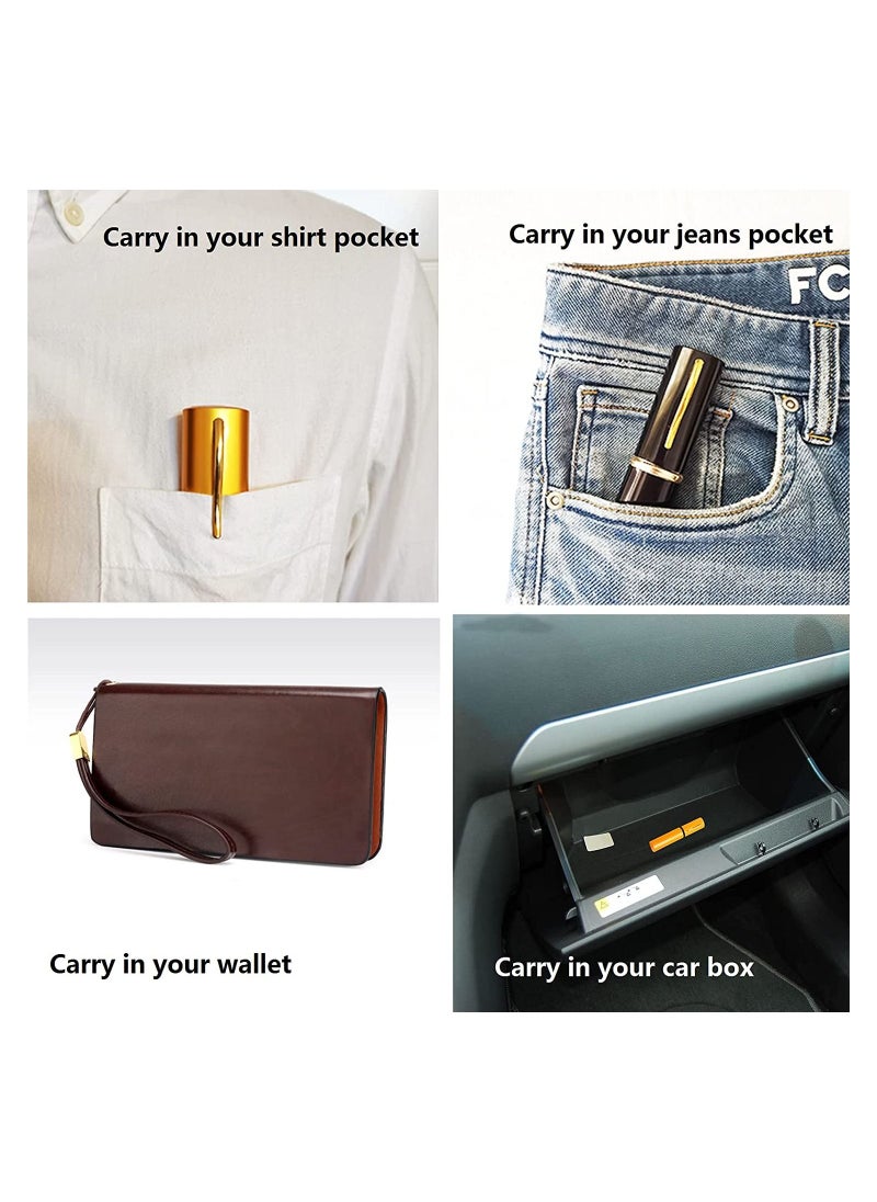 Estelle Light Blocking Reading Glasses Slim Pocket Readers with Pen Clip Case Mini Lightweight Readers Gold  - Image 4