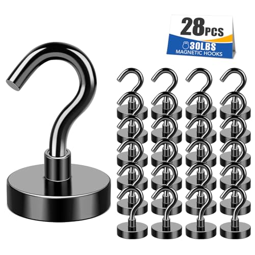 MIKEDE Medal Holders 28PCS Magnetic Hooks 30LBS Display Hanger Heavy Duty Magnet Hook Strong Neodymium - Image 1