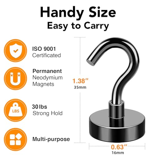 MIKEDE Medal Holders 28PCS Magnetic Hooks 30LBS Display Hanger Heavy Duty Magnet Hook Strong Neodymium - Image 2