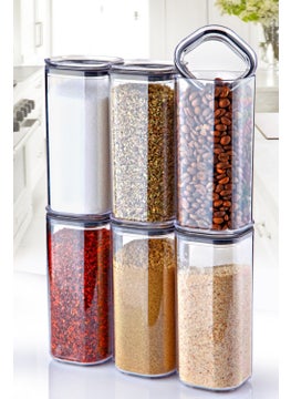 Nandy Home 6 Pieces 320ML. Square Gasketed Labeled Spice Storage Container  - Image 1