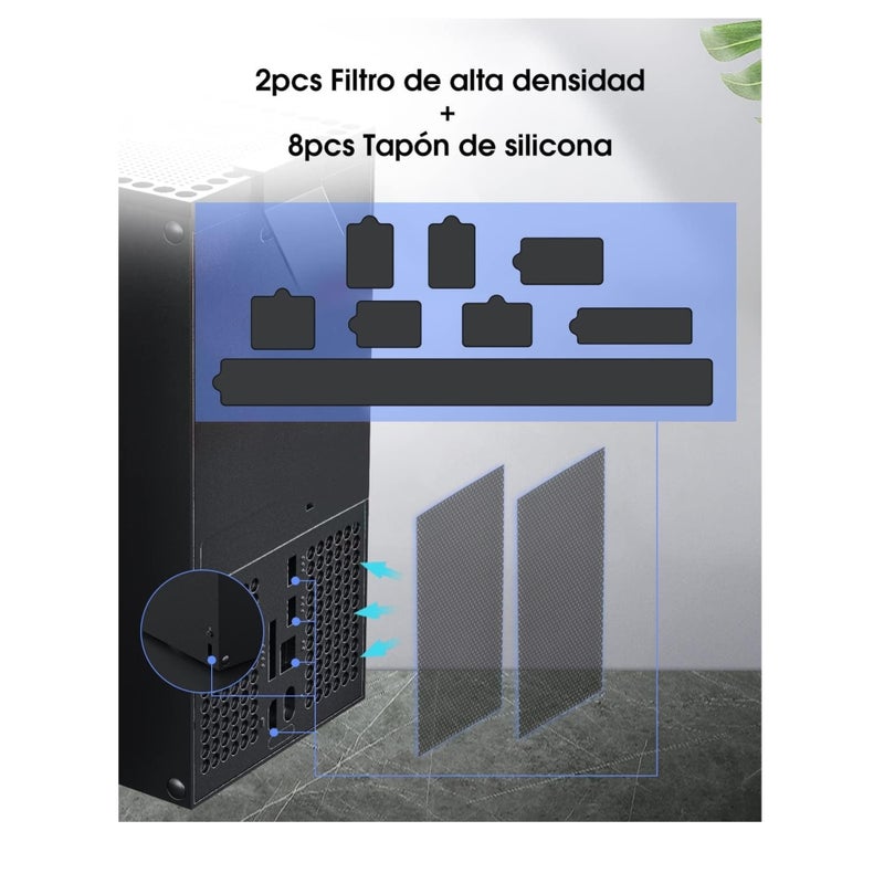 Barakah Dust Filter Cover for Xbox Series X, Xbox Series X Accessories, 21PCS Xbox Accessories with 1 Top Dust Filter Cover, 2 Holders, 2 Back Dust Filter Covers, 8 Silicone Plugs and 8 Thumb Grip Caps - Image 5