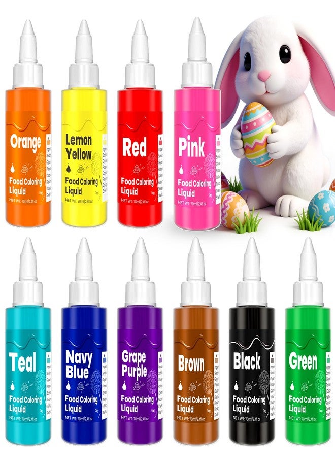 ERCorArt Food Coloring Liquid -10 Colors x 70ml Food Dye Set, Large Capacity Vibrant Edible Paint for Frosting, Cake Decorations, Easter Egg, Baking, Fondant, Slime Making Kit, Easy to Use - 24 Fl. oz - Image 1