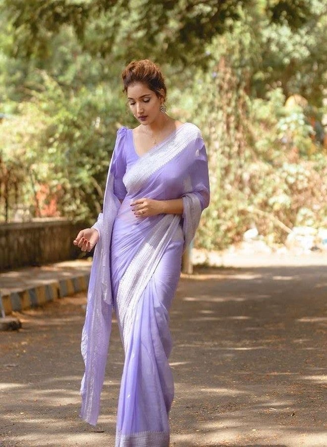 Avantika Fashion Women's Banarasi Cotton Linen Saree With Blouse Piece - Image 1